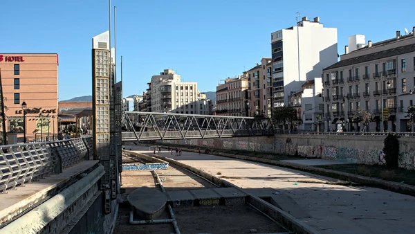 The Guadalmedina River is dry much of the year